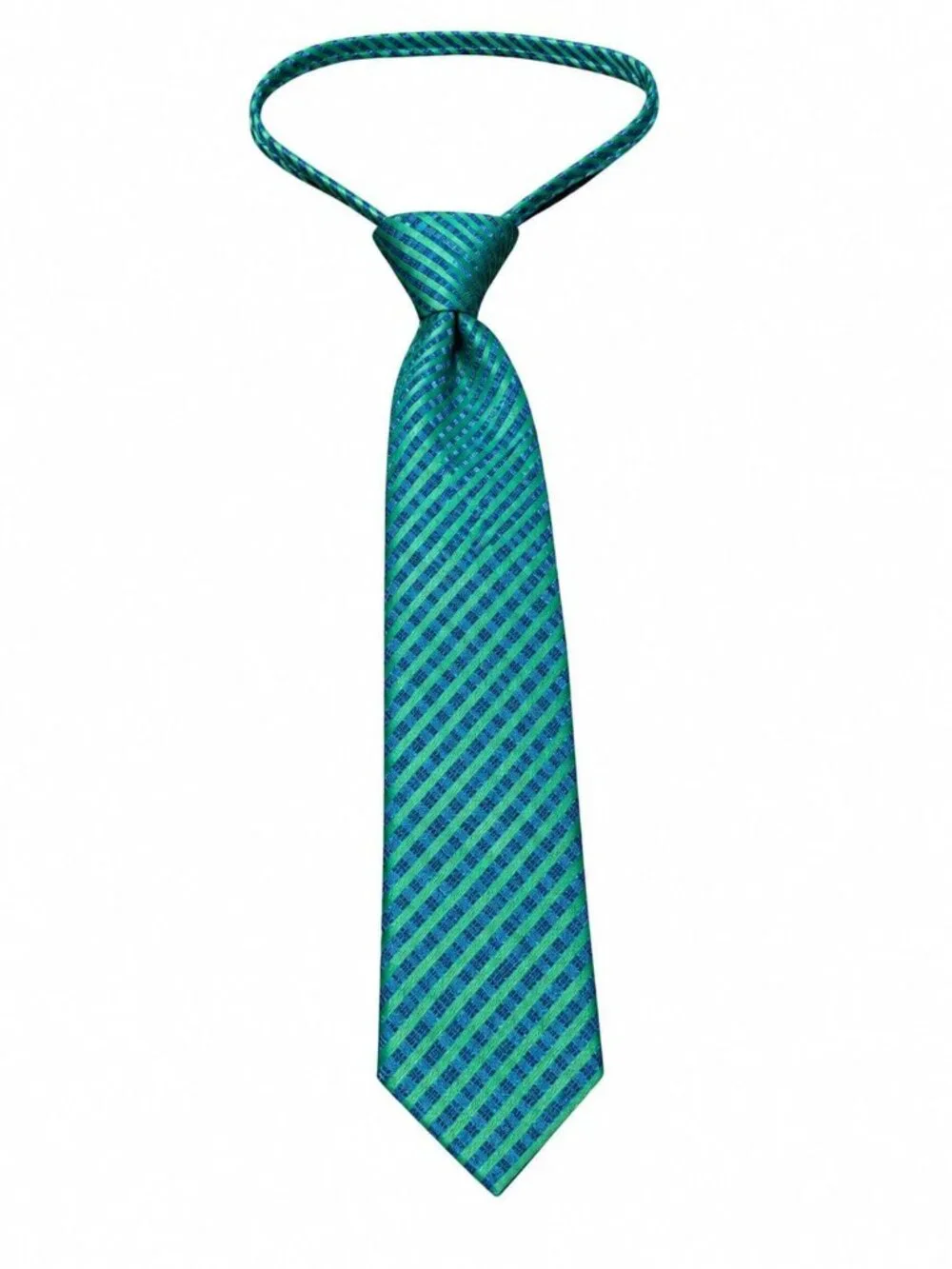 Johnson Brothers Kids Zipper Necktie Blue Green Stripe Pre Tied Adjustable